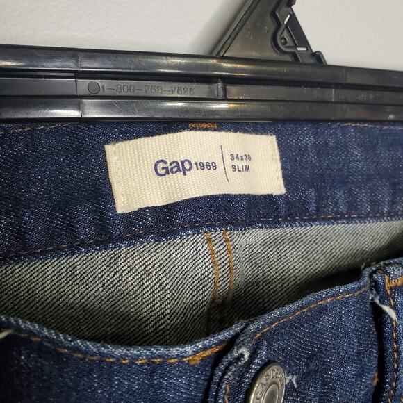 GAP 1969 Men's Slim Dark Wash Straight Boot Cut Jeans W 34 X 30 L - Picture 2 of 12